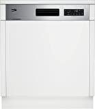 Beko DSN28640X Einbau-Geschirrspüler 60 cm teilintegriert, für 16 Maßgedecke, 3 Spülebenen, 6 Spültemperaturen, Schnell&Sauber Programm, innovatives Sprüharmsystem mit drei Sprüharmen, Edelstahl