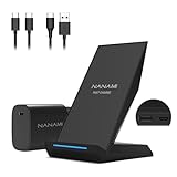 NANAMI Wireless Charger mit 30W USB-C Ladegerät - 2 in 1 Induktive Ladeständer mit Anschluss, Qi Kabelloses Ladestation für iPhone 16/15/14/13/12/11/XS Max/X/XR/8 Plus, Samsung Galaxy S24 S23 S22 S21