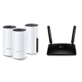 TP-Link Deco M4 Mesh WLAN Set (3er Pack), AC1200 Dual Band Router & Repeater (Reichweite bis zu 370m², 6X Gigabit Ports) weiß & TL-MR6400 WLAN Cat4 + N300 Mbps 4G LTE Router, schwarz, Version 5