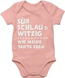 Shirtracer Baby Body Junge Mädchen - Sprüche - Süß schlau und witzig - wie meine Tante eben - 3/6 Monate - Babyrosa - babystrampler baby-kleidung strampler mit spruch sprüchen tanten babykleidung