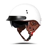 BOSERMEM Motorradhelm Mit Schutzbrille DOT/ECE-Zugelassen, Jethelm Roller-Helm Scooter-Helm Moped Mofa-Helm Chopper Vintage(Helles Weiss, M 57-58cm)