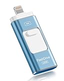 ROSPE USB Stick 128GB für iPhone, MFi-zertifizierter Lightning Speicherstick, 3-in-1 Flash-Laufwerk für iOS/OTG Android/PC, USB 3.0 High-Speed Memory Stick iPhone Externe Speichererweiterung, Blau