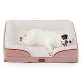 BEDSURE orthopädisches Hundebett Ergonomisches Hundesofa - 71x58 cm Hundecouch mit eierförmiger Kistenschaum für kleine Hunde, waschbar rutschfest Hundebetten, rosa