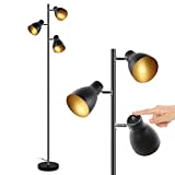 Osasy Lese-Stehlampe,Baum-Stehlampe mit 3 verstellbaren rotierenden Lichtern,unabhängige Steuerung,Retro-Metall,schwarz-gold,E14,168 CM-Stehleuchte für Wohn- und Schlafzimmer,Büro, Zuhause