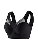 HSIXHAF Damen Nahtlos Spitzen BH ohne Bügel Weicher Damen Push-Up BH Gepolstert, Klassische Bustier Damen BH Modern Feeling - Atmungsaktiver und Leichter - Schwarz