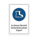 Aluverbund Hinweis Schild 30x20cm Wetterfest Kratzfest UV beständig - Sicherheitsschuhe tragen