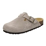 AFS-Schuhe 2900 Clogs Damen Leder geschlossen Bequeme Hausschuhe mit Fußbett (39 EU, Quarz Nubuk)