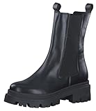 Tamaris Damen Chelsea Boots, Frauen Stiefeletten,Wechselfußbett,uebergangsstiefel,Schlupfstiefel,hoch,Boots,Stiefel,Black Leather,40 EU