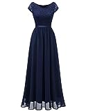 DRESSTELLS Damen Cocktailkleid Abendkleider Elegant für Hochzeit Festliche Kleider Bridesmaid Dress Abschlusskleid Brautjungfernkleid Navy L