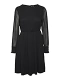 Vero Moda Damen VMMILLA LS ABK Dress WVN GA NOOS Sommerkleid, Black, S