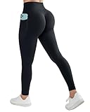 DOULAFASS Versteckte Scrunch Leggings mit Taschen Push Up Sportleggins Damen Lang Blickdichte High Waist Yoga Leggings