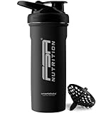 FSA Nutrition Edelstahl Protein Shaker Isoliert (6 h Kühlung) 750 ml - mit Sieb für cremige klumpenfreie Shakes - Eiweiss Shaker - auslaufsicher - BPA frei - mit Skala Schwarz