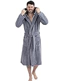 WeWo Fashion Herren Bademantel mit Kapuze grey XXL