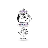 PANDORA Disney Die Schöne und das Biest Madame Pottine und Tassilo Charm-Anhänger aus Sterlingsilber aus der PANDORA Disney X Kollektion, 799015C01