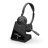 Jabra Engage 75 On-Ear-DECT-Stereo-Headset - Skype for Business-zertifizierte kabellose Kopfhörer mit erweiterter Geräuschunterdrückung für Tischtelefone und Softphones - Schwarz - UK-Version