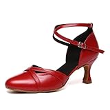 YCALCP Tanzschuhe Damen Standard und Latein Geschlossen Latein Tanzschuhe Damen 6cm Damen Salsa Latin Tanzschuhe Tango,YC-L618-Rot-6cm-S,EU 38