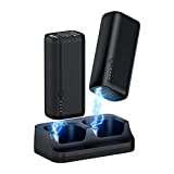 TNTOR - 10000mAh Power Bank Ladedock Set, [2 Stück 5000mAh] Ultra Mini USB C Powerbank mit Mini Dual Ladestation, Kompatibel mit iPhone Samsung Galaxy Huawei und Kameras - Schwarz