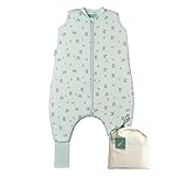 molis&co - Baby Schlafsack mit Füßen und Socke - Ideal für den Winter - Babyschlafsack mit Beinen 2,5 tog - 100% Baumwolle (Oeko-TEX 100), Premium Qualität - Botany Green (100 cm)