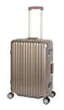 Travelhouse London Koffer Gold M-65cm · Alu Rahmen · Polycarbonat Hartschale · Reisetrolley Suitecase Trolley · 2X TSA Zahlenschloss · 4 Doppelräder · 360°Rollen · Marken-Qualität · Vol. 67L