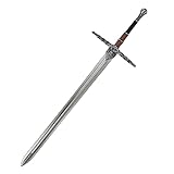 LOOYAR PU Mittelalter Kreuzritter Great Sword Prop Spielzeug für Ritter Soldat Krieger Kostüm Kampf Spielen Halloween Cosplay LARP Schwarz, Schwarz, Large