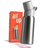 air up® Offizielle Wasserflasche (800 ml), silberfarbener Stahl ohne Kapseln, isolierte Edelstahl-Wasserflaschen, isolierte Wasserflasche mit Strohhalm, aromatisierte Wasserflasche für Fitnessstudio,