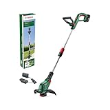 Bosch Akku-Rasentrimmer UniversalGrassCut 18V-26-500 (zum Rasentrimmen und Kantenschneiden; Ladezeit: 65 min; Schnittkreisdurchmesser: 26 cm; 18-Volt-System; mit 2.0 Ah-Akku und Ladegerät)