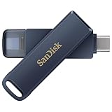 SanDisk Phone Drive, Flash-Laufwerk 2-in-1, iPhone Speicher 256GB (Für iPhone, iPad, PC & Mac, Automatisches Backup, Lightning und USB Type-C Anschluss, Passortschutz, Verschlüsselung) Metallic Sky