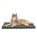 lionto Hundematte orthopädisch mit Memory-Schaumstoff, gelenkschonendes Hundekissen aus pflegeleichtem Lederimitat, 118x80 cm, Gesteppte Liegematte mit abnehmbaren Bezug und Anti-Rutsch-Belag, grau