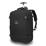 Hynes Eagle 42L Trolley Rucksack Reisetasche mit Rollen Handgepäck Handgepäckkoffer für Reisen und Business 17 Zoll 54x35x23cm Schwarz