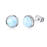 Larimar Schmuck Sterling Silber Genunie Larimar Ohrringe Ohrstecker für Frauen Edelstein Ohrringe für Frauen