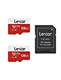 Lexar Micro SD Karte 128GB 2er Pack, Speicherkarte Micro SD mit Adapter, Bis zu 100 MB/s Lesegeschwindigkeit, UHS-I, U3, A1, V30, C10, 4K UHD microsdxc SD Karte für Kamera, Smartphone