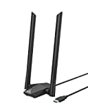 BrosTrend AX1800 High Gain WLAN Stick für PC, WiFi 6 Stick hohe Reichweite, DualBand 1201Mbit/s 5GHz + 574Mbit/s 2.4GHz, USB WLAN Adapter Langstrecken mit Zwei 5dBi-Antennen, NUR für Windows 10/11