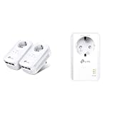 TP-Link Powerline Adapter Set TL-PA8030P KIT(1300Mbit/s Homeplug AV2, 2 * 2-MIMO, Steckdose, 6 Gigabit Ports, Plug&Play) weiß & TL-PA7017 P AV1000 Gigabit Powerline Adapter mit Steckdose weiß