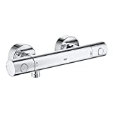 GROHE Grohtherm 800 Cosmopolitan - Thermostat-Brausebatterie (wassersparend, S-Anschlüsse, mit ergonomischem Metallgriff & Spartaste), chrom, 34765000