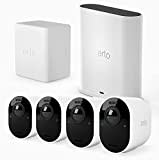 Arlo Ultra2 Überwachungskamera aussen und GRATIS Zusatz Akku Bundle, 4er Set - weiß, Testzeitraum für Arlo Secure Plan