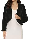 Allegra K Damen Weihnachten Langarm Kurze Jacke Kunstpelz Offen Front Crop Fell Hochzeits Braut Winterjacke Schwarz M