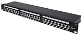 Manhattan CAT 6A Patchpanel Verteilerfeld 24 Port - Desktop 19" Zoll Rackeinbau Servermontage - RJ45 - Geschirmt - TIA568A TIA568B Schwarz