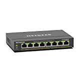 NETGEAR GS308EP PoE Switch 8 Port Gigabit Ethernet LAN Switch PoE+ 62W Plus (Managed Netzwerk Switch PoE mit IGMP Snooping, QoS, VLAN, lüfterloses Metallgehäuse), Schwarz