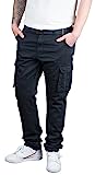 Indicode Rocky Herren Cargohose mit Gürtel Cargo Hose Freizeithose Wanderhose Trekkinghose Outdoorhose (L, Schwarz)