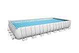 Bestway Power Steel Ersatz Frame Pool ohne Zubehör 956 x 488 x 132 cm, lichtgrau, eckig