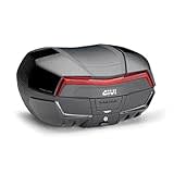 GIVI Topcase Monokey System Kofferraum V58NNB MAXIA 5 für Roller Motorrad 2 Helme 58 Liter Topcase hinten schwarz mit rotem Rückstrahler und vier Abdeckungen in Farbe Schwarz grob lackierbar