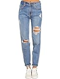 Roskiky Mom Jeans Damen Damen Jeans High Waist Elegante Hose Damen Bequeme Hose Damen Jeans Sommer Damen Jeans Damen Hellblau Baumwollhose Damen Blau XL