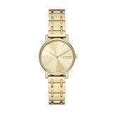 Skagen Signatur Uhr für Damen, Quarzwerk mit Edelstahl- oder Lederarmband, Gold-Ton, 30MM