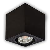 INNOVATE LED Aufbauspot - 35° schwenkbare Aufbauleuchte - kompakter Aufputz Deckenspot - moderner IP20 Aufbaustrahler GU10 Fassung - flaches Downlight excl. Leuchtmittel (1 Stück, Schwarz Eckig)