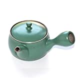 Traditionelle japanische Kyusu Teekanne aus emailliertem Ton, Grün • Eingebauter Filter • Fassungsvermögen 320 ml • Tea Soul