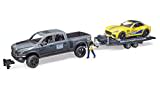 bruder 02504 - RAM 2500 Power Wagon & Roadster Racing Team - 1:16 Pick-up Geländewagen Pritschenwagen Anhänger Jeep Caprio Rennwagen Sportwagen Fahrzeug