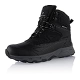 Fusskleidung® Damen Herren wasserdichte Stiefel warme Winterschuhe Schwarz 42