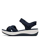 Clarks Damen Arla Shore Flache Sandale, Marineblau, Textil, 38.5 EU