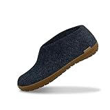 glerups dk Unisex - Erwachsene Filz-Hausschuh AR, Damen,Herren Hausschuh,Huettenschuh, Schafwolle, rutschfeste Gummisohle Blau (Denim), 38 EU / 5 UK