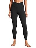 CRZ YOGA Damen Butterluxe Cross Waist Workout Leggings V Cross High Waisted Bauchkontrolle Gym Yoga Leggings - 64cm Schwarz 38